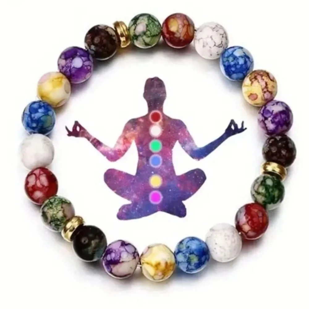 Seven Chakra Crystal Energy and Healing Natural‎ Stone Bracelet